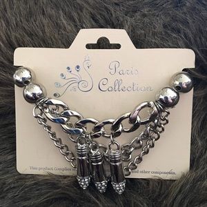 Paris Collection silver tone rhinestone bracelet NWT